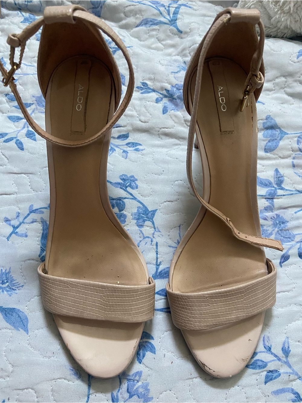 ALDO Blush Nude Ankle-Strap Block Heel Sandals